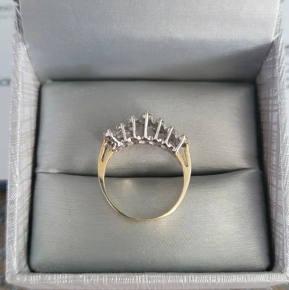 1 CTW 10k YG and WG Tiered Diamond 3 rows - Picture 4 of 15